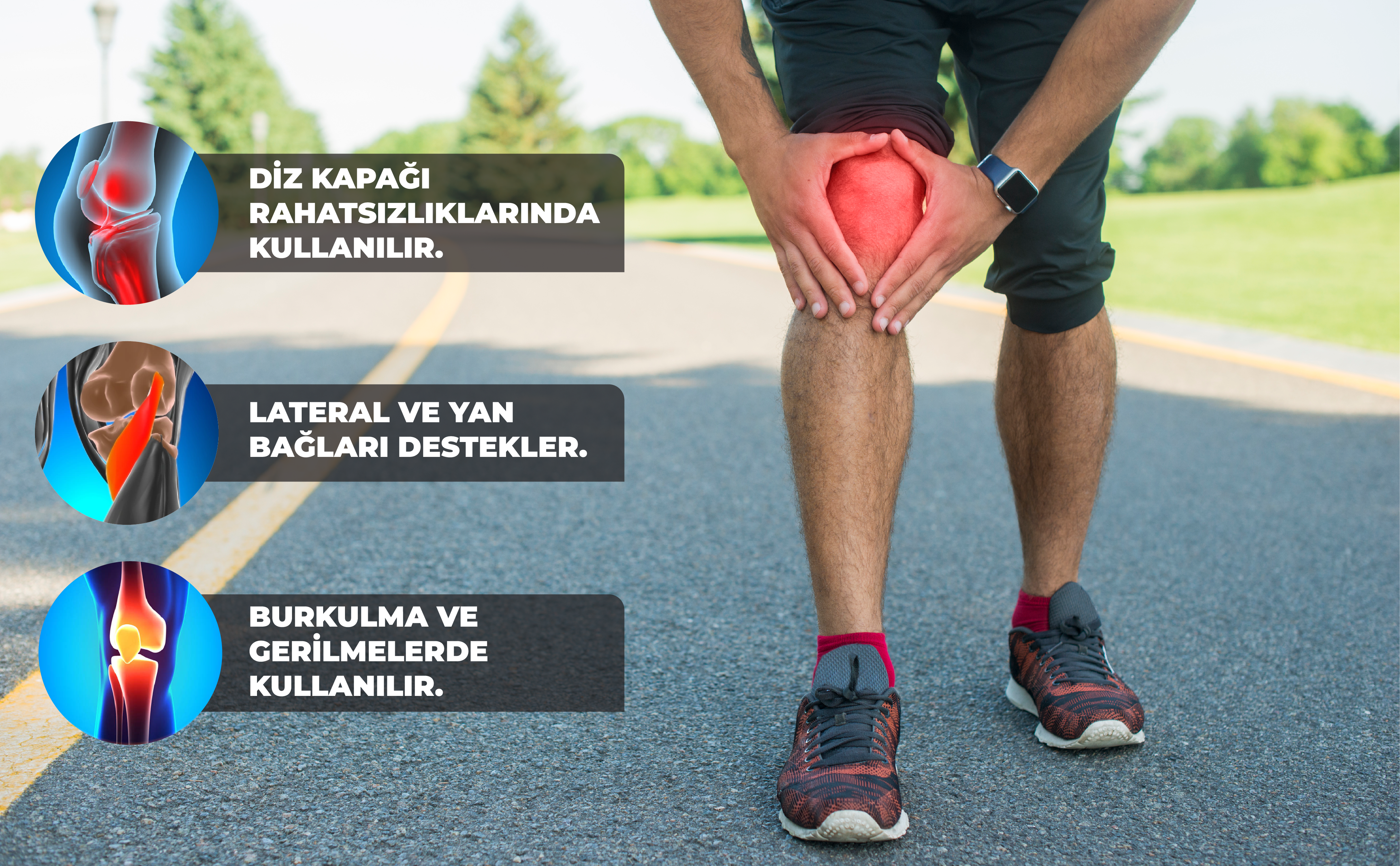 FlexyActive&trade; Diz Ağrısı i&ccedil;in Silikon Patella Ligament Destekli Ayarlanabilir Dizlik, Menisk&uuml;s Yırtığı, Artrit, Diz Ağrısı, Eklem Ağrısı, Bağ Yırtılması, Kas ve Eklem Koruması Sağlar